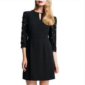Cynthia Steffe Beaded Sleeve Cocktail Dress Black 6 preppy evening wedding